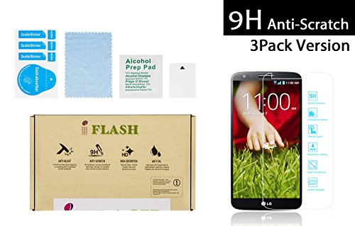 iFlash® 3 Pack of Premium Tempered Glass Screen Protector For LG G3 - Transparent Crystal Clear / 2.5D Rounded Edges / 9H Hardness / Scratch Proof / Bubble Free / Oleophobic Coating / 0.3mm Thickness (3Pack, Retail Package)