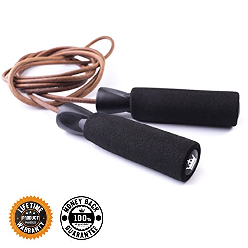Adjustable Leather Skipping Jump Ropes :: FREE Workout EBook Included :: Jumping Rope for Fitness Boxing & Speed CrossFit Endurance Exercise :: Best Exercise Jump Rope for Heart Health :: 100% Money Back Guarantee and Lifetime Product Satisfaction Warranty