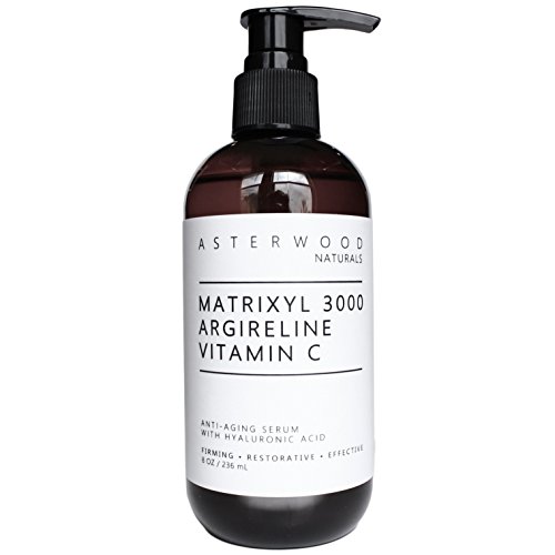 Matrixyl 3000 30% + Argireline 30% + Vitamin C 20% Serum with Organic Hyaluronic Acid 20% 8 oz - Reduce Sun Spots & Wrinkles - Our Most Powerful Triple Combination - ASTERWOOD NATURALS - Bottle