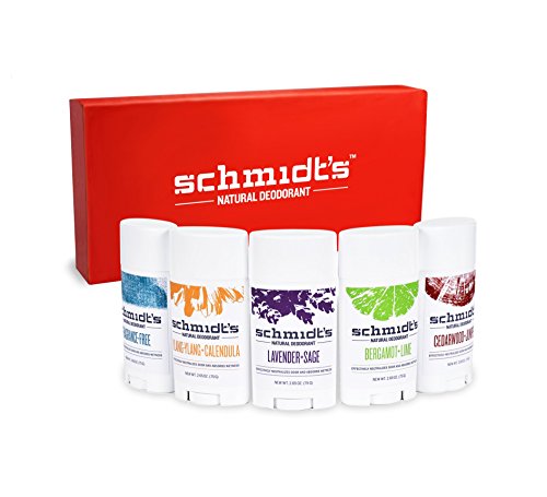 Schmidt's Deodorant Natural Deodorant Deluxe Sticks Gift Box Aluminum-Free Odor & Wetness Protection, 5 Piece