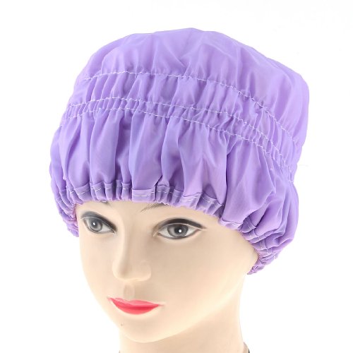 sourcingmap® Purple Waterproof Cloth Microfiber Lining Hair Dring Elastic Bath Cap