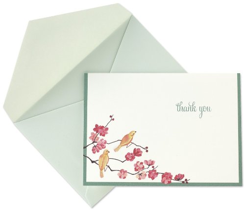 Crane & Co. Flowering Branches Pearl White Thank You Notes (CT1084)