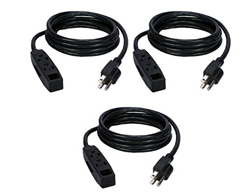 Extension Cord with 3 outlets, 15 Feet, 3 Pack