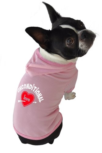 Ruff Ruff and Meow Dog Hoodie, Unconditional Love, Pink , Extra-Large