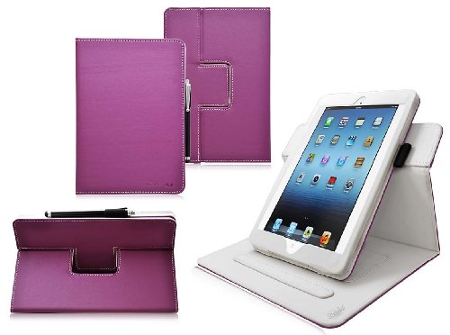Ionic 2-Tone Designer Leather Apple iPad Mini 3/ iPad Mini 2 Case Cover with Stand (Purple/ White)