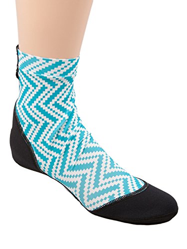 Vincere Sand Socks for Soccer, Volleyball XXS Zig Zag Turquoise/white