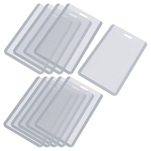 Haobase Vertical Business ID Badge Card Holder, 10 Pcs, Gray Clear