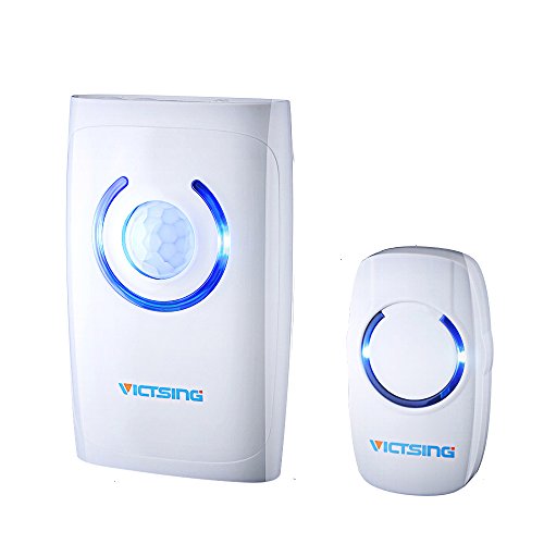 Wireless Doorbell, VicTsing® Portable 4-in-1 Multi-function Cordless Doorbell Door Chime at 500-feet Range with 36 Chimes Tones, 3 Levels of Adjustable Volume & Blue LED Light - White