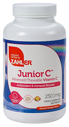Zahler Junior C, Antioxidant and Immune Booster Supplement, #1 Best Top Quality Chewable Vitamin C, Delicious Tasting All-Natural Orange Flavor, Certified Kosher, 180 Chewable Tablets
