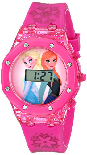 Disney Kids' FZN3568 Frozen Anna and Elsa Digital Watch with Pink Band
