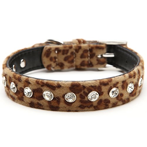 AWAMI DCP20X25 Gentle Fashion Rhinestone Animal Leopard Print Puppy Dog Pet Collar(S)