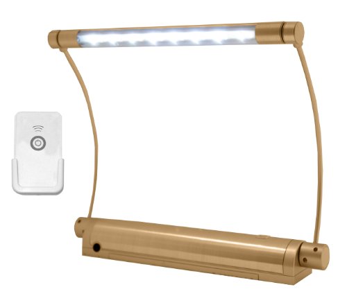 Rite Lite LPL606XLGRC Wireless 8 LED Picture Light w/ Remote Control, Brushed Gold Metal