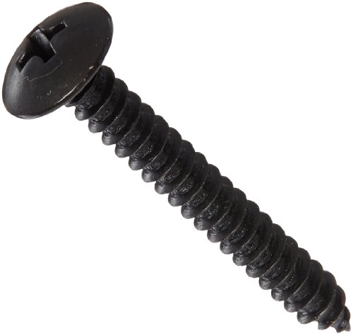 Steel Sheet Metal Screw, Black Oxide Finish, Truss Head, Phillips Drive, Type AB, #8-18 Thread Size, 1-1/4 Length (Pack of 100)