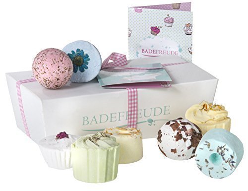 Deluxe Bath Bombs Gift Set Lumunu Badefreude Euphoria, 8 Bath Pralines in a Gift Box with Card