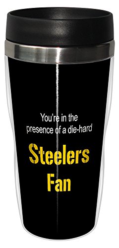 Tree-Free Greetings sg24132 Steelers Football Fan Sip 'N Go Stainless Steel Lined Travel Tumbler, 16-Ounce