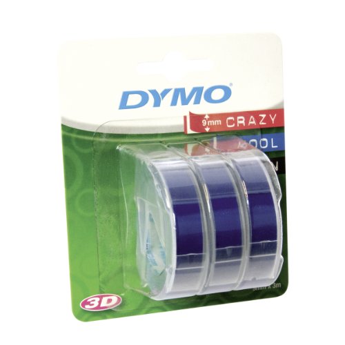 Dymo S0847740 Embossing Tape, Self-Adhesive, 9 mm x 3 m - White on Blue (Pack of 3)