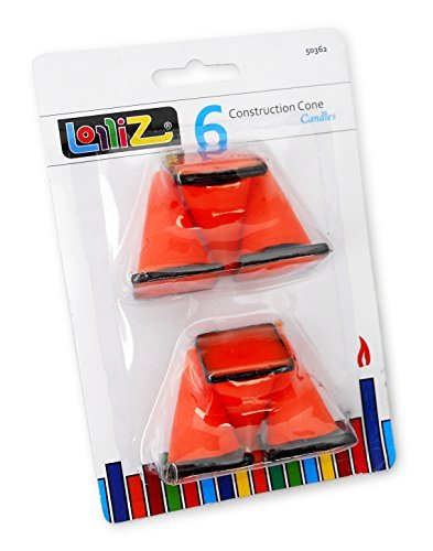 LolliZ® Birthday Candles Construction Cones. Pack of 6. Orange with Black