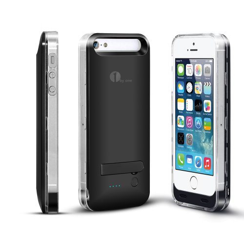 1byone 2,400 mAh Rechargeable Battery Case for iPhone 5 / 5s, External Protective Charging Case (Apple MFi Certified), Black