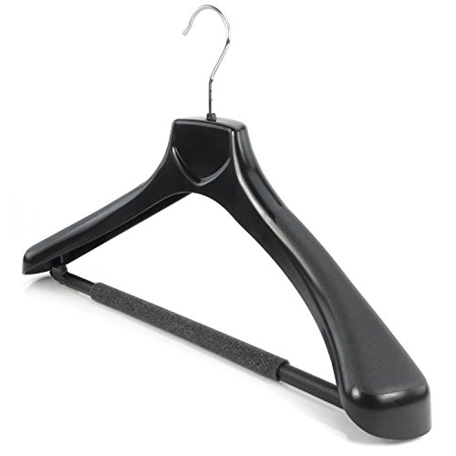 Hangerworld Plastic 45cm (17.8) Strong Plastic Bar Hangers, Bulbous 6cm Shoulder Support, Pack of 10, Black