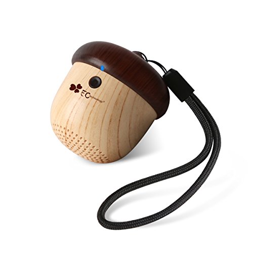 EC Technology Ultra Portable Mini Wireless Bluetooth Speaker Cute Wooden Nut Shape, Rechargeable Wooden Speaker Great Sound for Compatible with Iphone, Mp3, Samsung, Smartphone, Ipad, And IPod