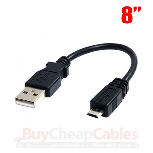 BuyCheapCables® 8 USB Cable 2.0 A Male to Micro B (8 Inch)