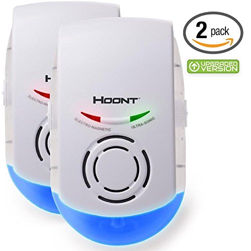 Hoont 2 Pack Indoor Powerful Plug-in Pest Repeller + Night Light - Eradicates Insects and Rodents [UPGRADED VERSION]