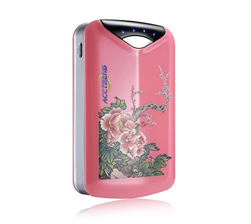 ACCTREND® unique design flower painting design 7200mAh Dual USB Portable Charger External Battery Pack for iPad Air, Mini, iPhone 5S, 5C, 5, 4S, Galaxy S5, S4, S3, Note 3, Nexus 4, 5, 7, 10, HTC One Oneorola Droid LG Optimus MOTO X and more 2 (M8) Mot and more, great gifts for friends Christmas Gift (7200mAh Pink)