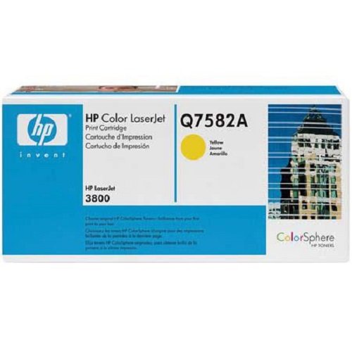 HP Original Q7582A Color LaserJet Laser Toner Cartridge - Yellow