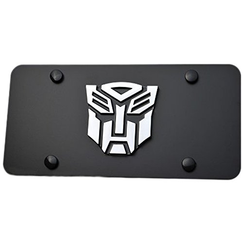 Transformer Autobot 3d Emblem on Black Steel License Plate
