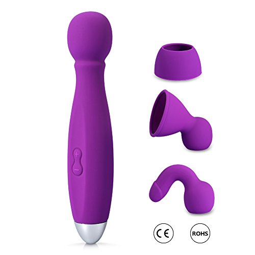Utimi Silicone Vibrator 7-speed Vibration USB Charging AV Wand Vibe with Three Caps for Female Masturbation