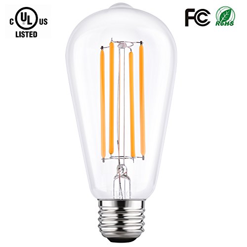 LETO ST64 4W LED Dimmable Filament Vintage Edison Light Bulb 40W Equivalent UL Listed Warm 2200K E26 Base
