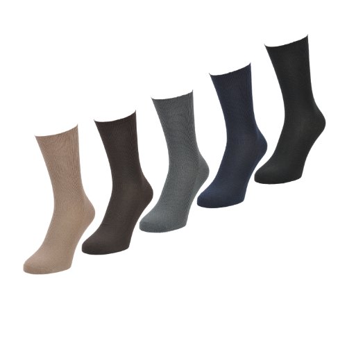 Mens Socks, Seam Free, Soft Loop Cuff, no-elastic, Socks designed for Diabetics, 5 pairs of Diabetic Socks