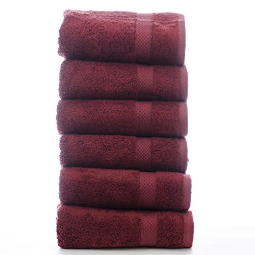 Luxury Hotel & Spa Towel 100% Genuine Turkish Cotton Bamboo (Cranberry, Hand Towel  - Set of 6)