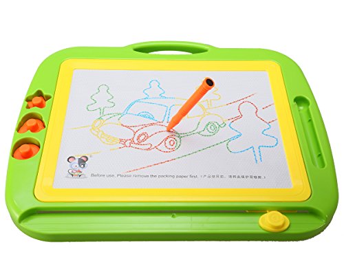 Holy Stone Magnetic Drawing Colorful Erasable Board Large Size Doodle Sketch Kids Educational Toys with Three Stamper Color Green For Boys/Girls
