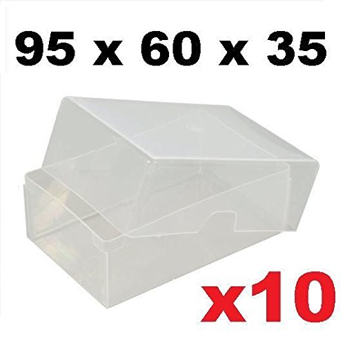 x10 Clear Plastic Business Card Boxes 95mm x 60mm x 35mm - Holds up to 125 Cards Per Box - Transparent Craft Storage Playing Boxes Holder
