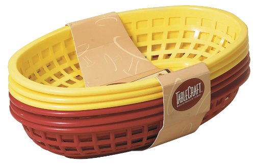 TCP Tablecraft 6 Piece Assorted Sandwich & Fry Basket Set, 9, Red & Yellow