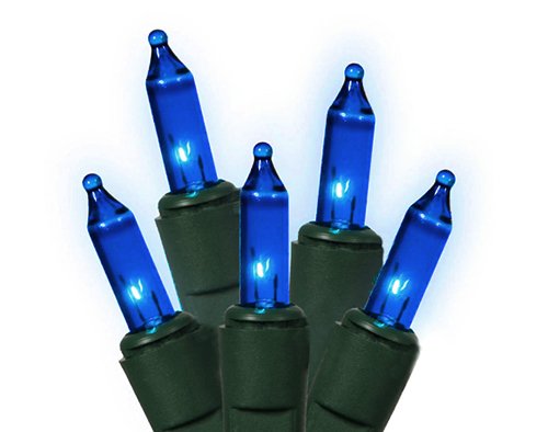 Vickerman 7494891 Blue Mini Christmas Lights with Green Wire, Set of 50