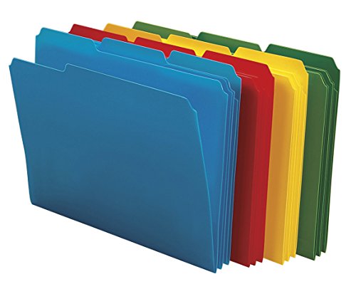 Smead Poly File Folder, 1/3-Cut- Tab Letter Size, Assorted Colors, 24 per Box (10500)