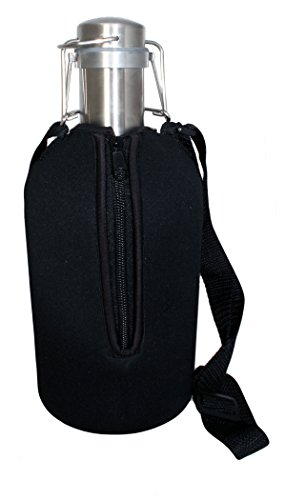 Craft Connections Beer Growler 64 oz Stainless Steel with Swing Top Lid & Neoprene Insulated Jacket Carrier Bag