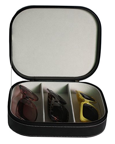 3 Piece Extra Large Travel Eyeglass Sunglass Glasses Zippered Case Storage Organizer Collector Box