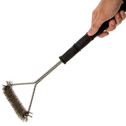 Joyoldelf Grill Brush 18 - Heavy Duty BBQ Tool - Barbecue Cleaning T-Brush - Stainless Steel Bristles - Long Handle With Hanging Loop - 1 Year Guarantee