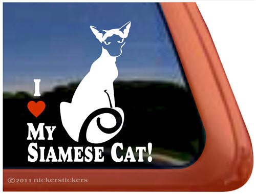 I Love My Siamese Cat Vinyl Window Decal Sticker