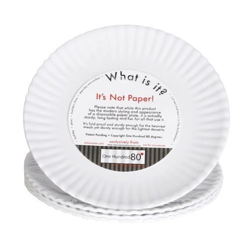 What Is It? Reusable White Appetizer or Dessert Plate, 6 Inch Melamine, Set of 4
