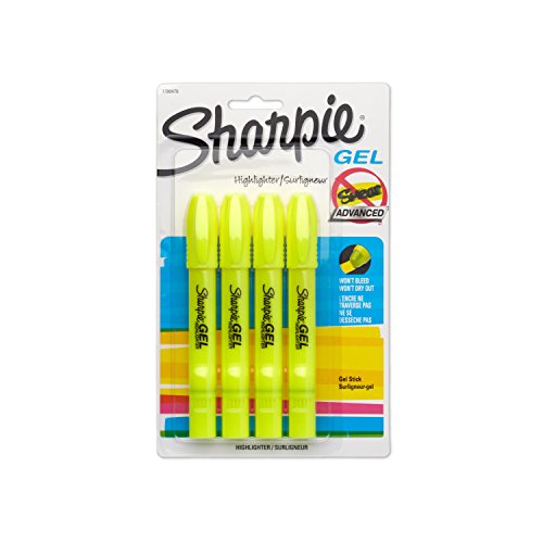 Sharpie 1780476 Accent Gel Highlighter, Fluorescent Yellow, 4-Pack