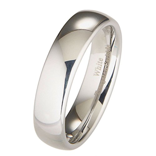6mm White Tungsten Carbide Polished Classic Wedding Ring