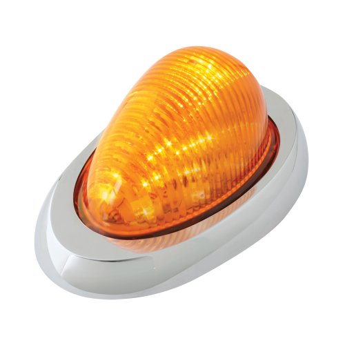 Grand General 76372 Amber Oval 12-LED Side Marker and Turn Signal Sealed Light with Chrome Bezel for Freightliner Century/Columbia