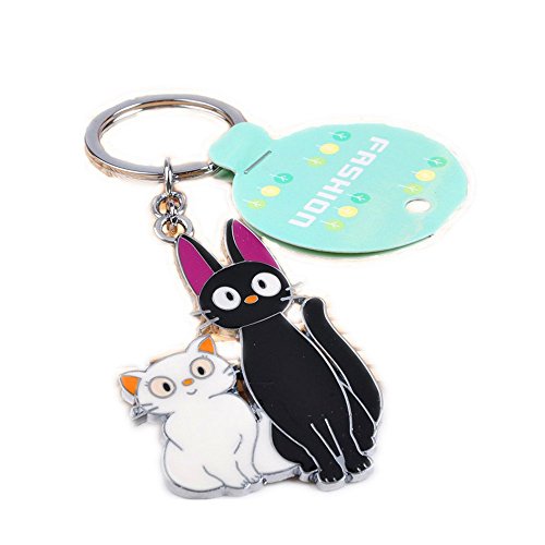 Kiki's Delivery Service Jiji cat keychain White and black kitty Charms Key Ring