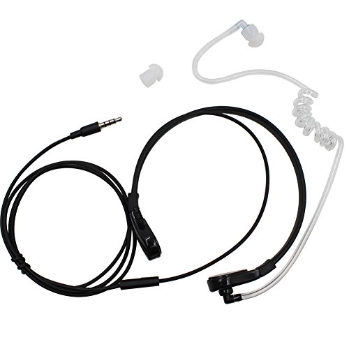 Tenq® Universal 3.5mm Plug Throat Mic Air Tube Covert Earpiece Headset for Iphone 5 4s 4g 3gs 3g Samsung Galaxy Note 2 Ii S3 Siii S2 SII N7100 I9300 Etc Black