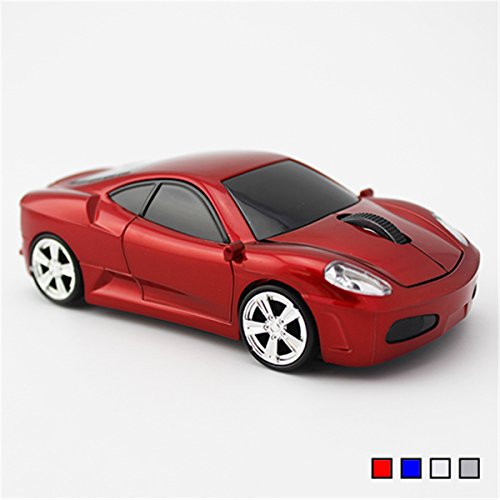 CHUYI 2.4GHZ Wireless Sport Car Mouse Optical Mouse Mice Ergonomic Design for Computer Laptop Red Color