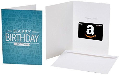 Amazon.com $50 Gift Card in a Greeting Card (Birthday Icons Design)